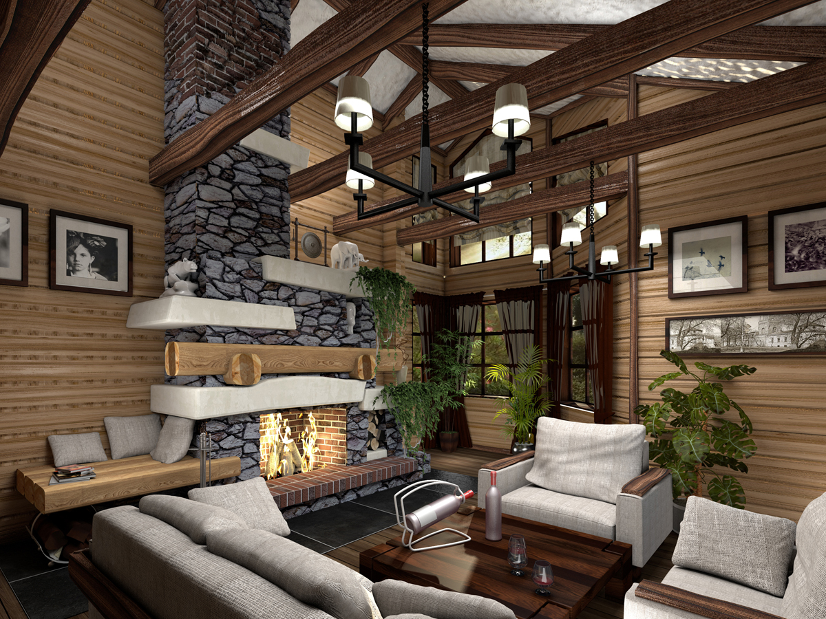 Каминная комната в частной загородной гостиницы