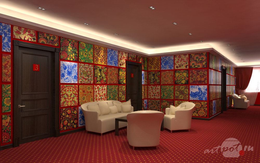 Интерьер холла гостиницы