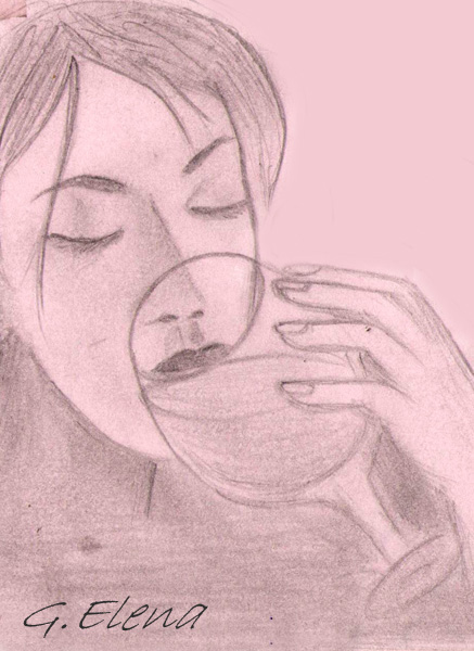 девушка с бокалом