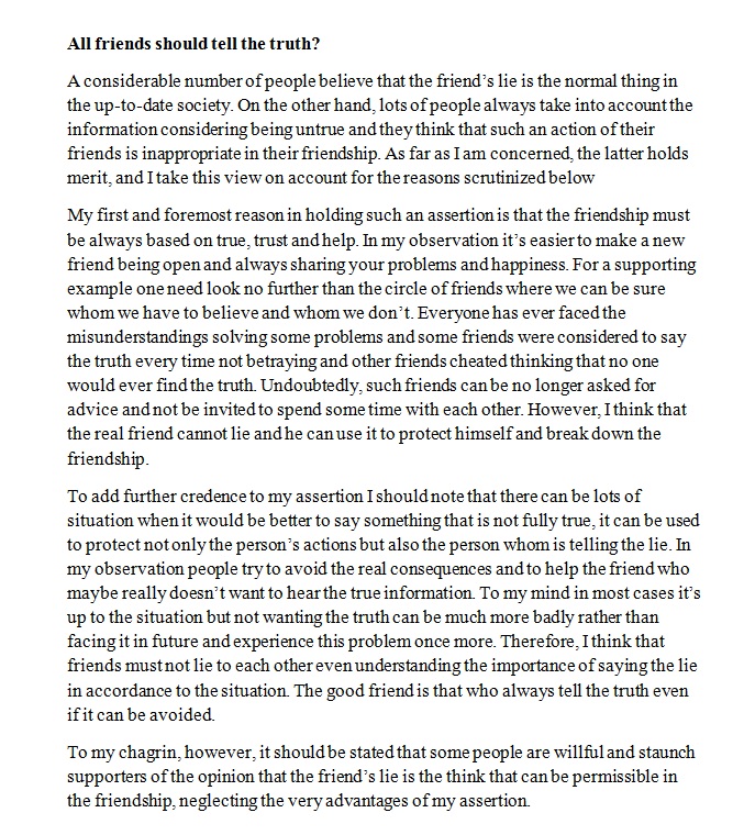 All friends should tell the truth?