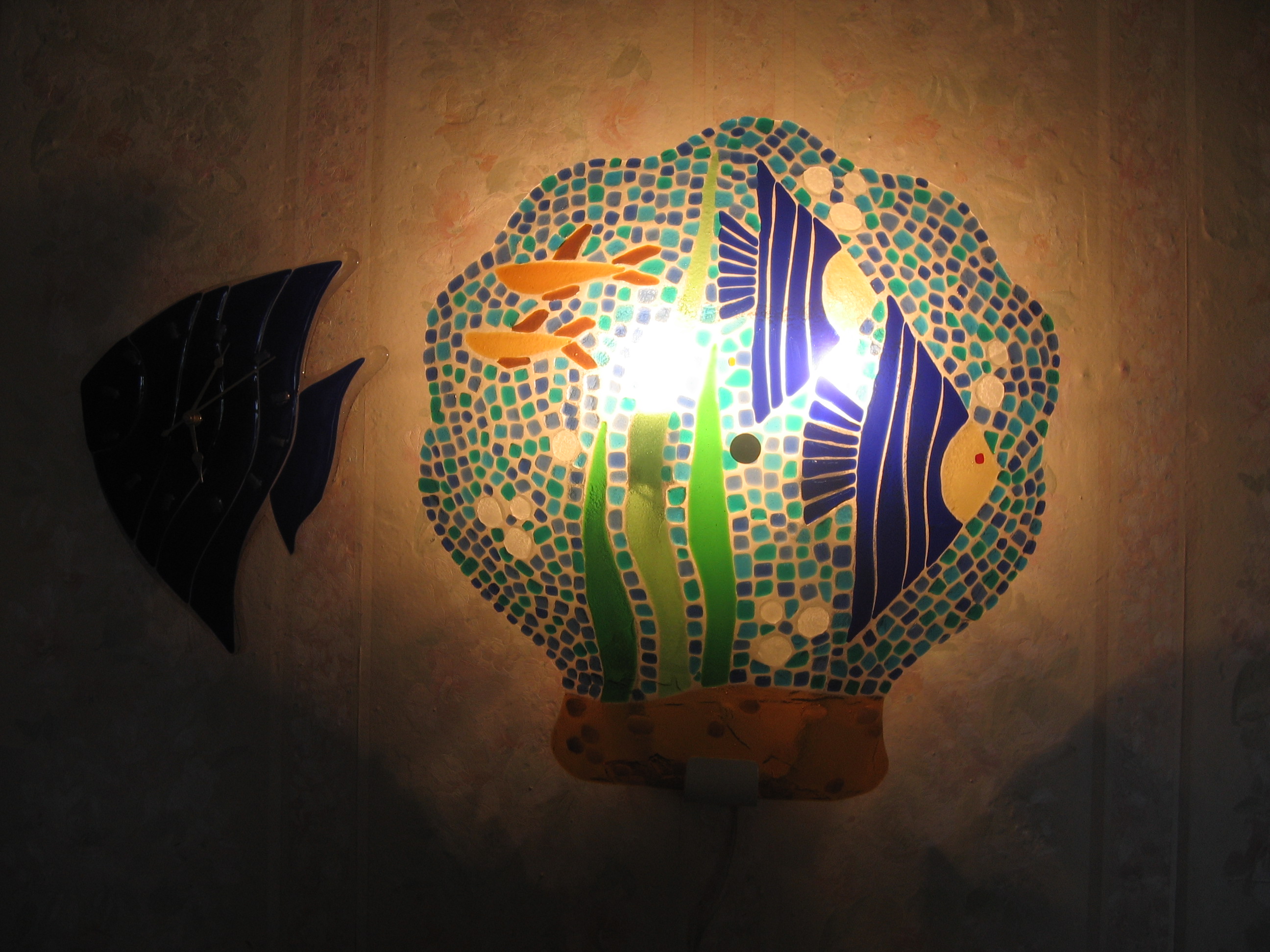 часы и светильник в морской тематике"фьюзинг"