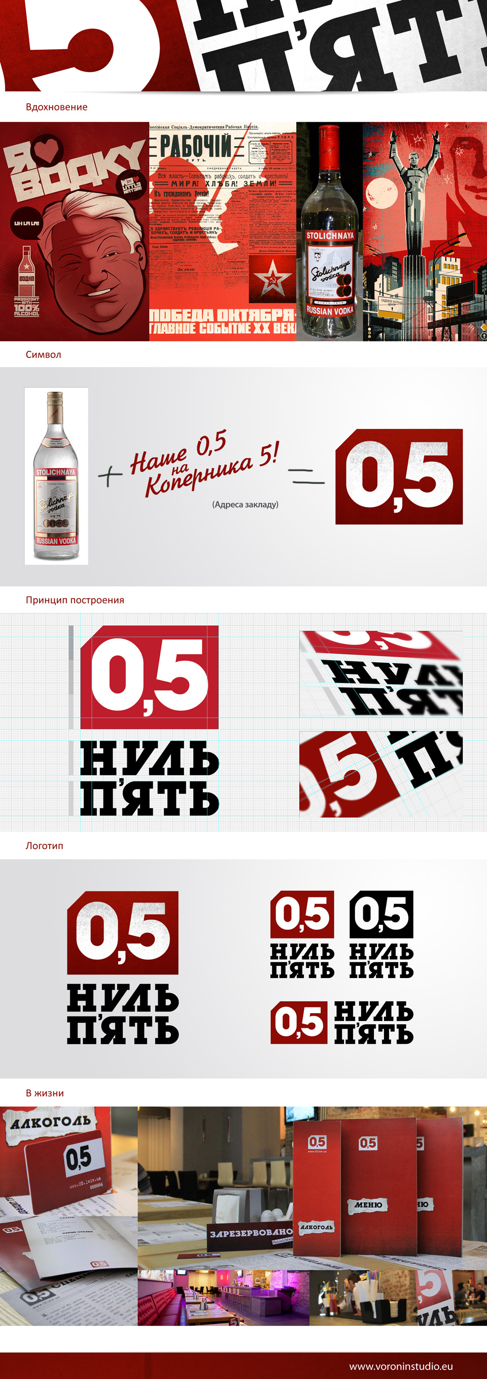 Логотип для ресторана шоу-бара «0,5»