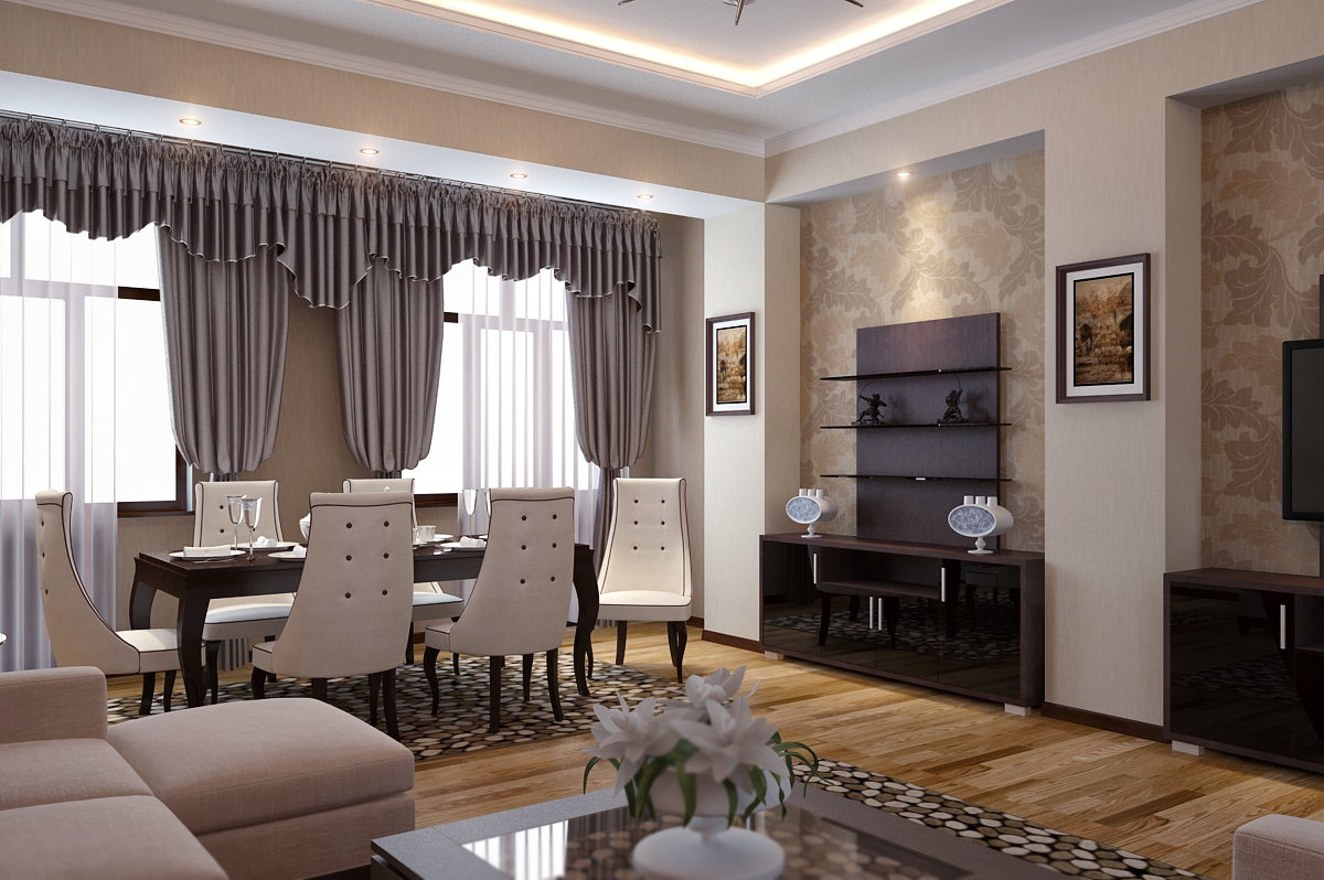 интерьер зала а коттедже