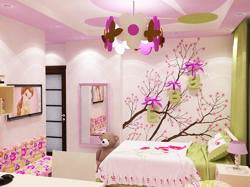 Яркий дизайн 4-х комнатной квартиры(детская дочери)