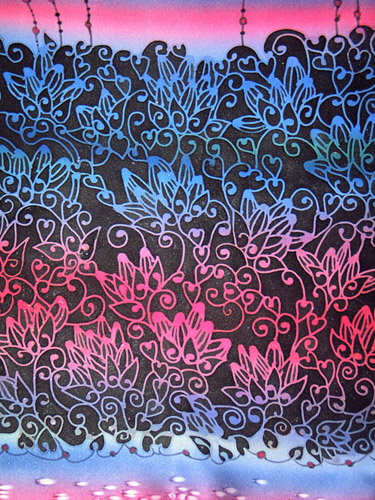 Шарф "Вечерний лотос", фрагмент