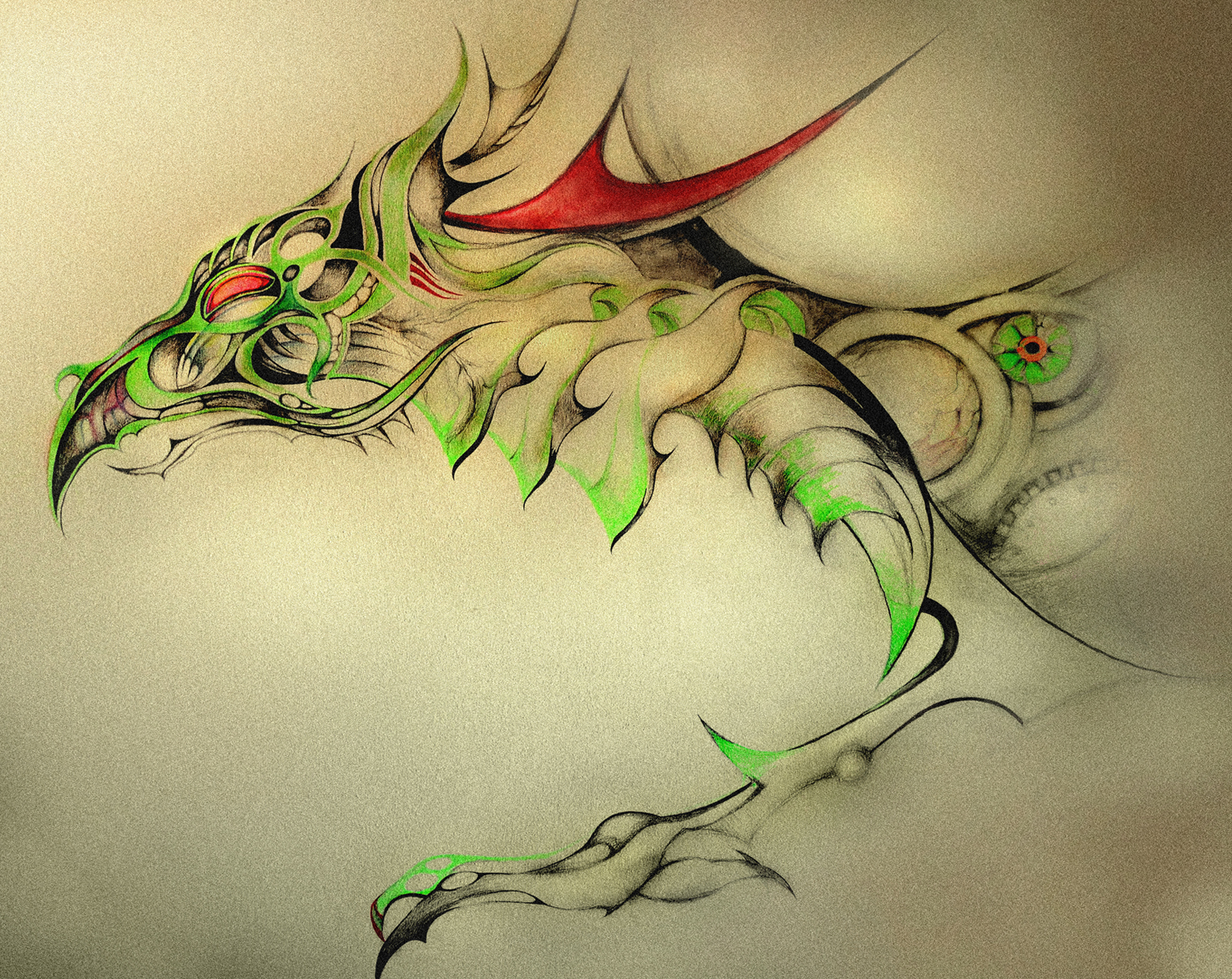 Дракон (фреска с флюро-графикой)