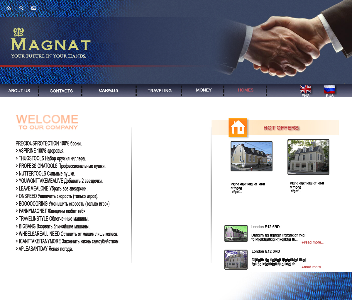 вариант сайта английской компании"Magnat"