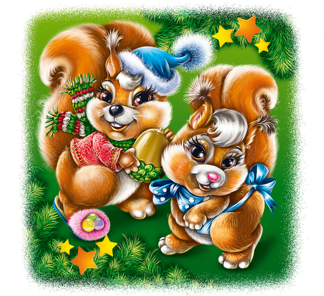 Иллюстрация для новогодней упаковки Бельчата