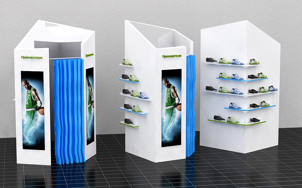 Примерочная в центр зала Street player