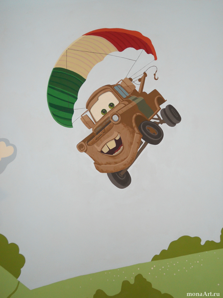 Роспись стен в детской "Тачки"