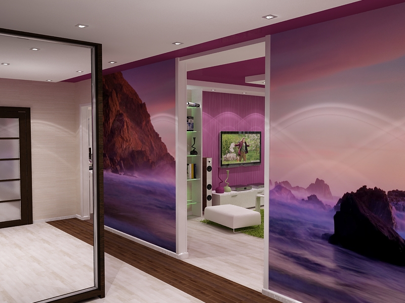 Яркий дизайн 4-х комнатной квартиры(прихожая-гостиная-кухня)