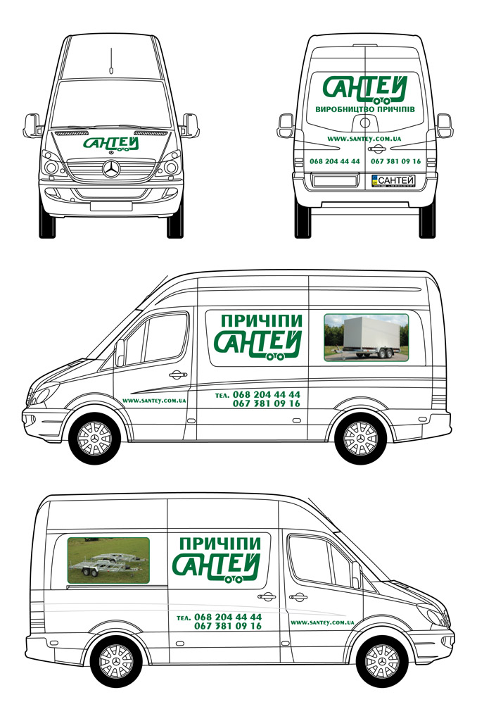 Брендирование микроавтобуса "Сантей"