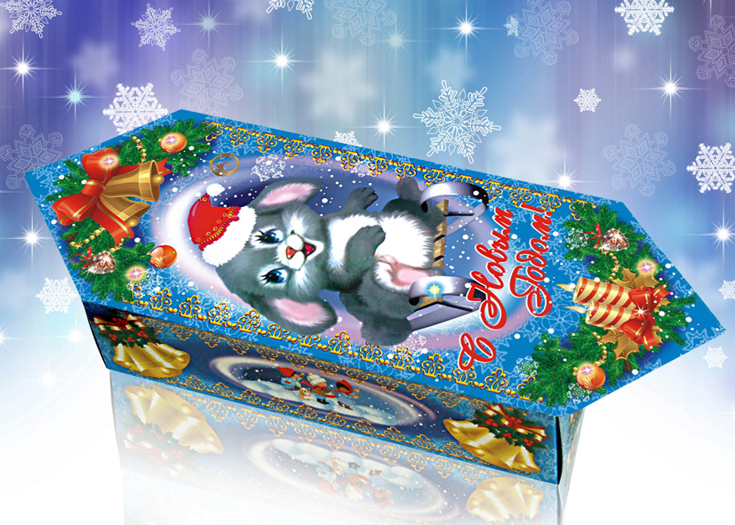 упаковка из картона для новогоднего подарка "Конфета"