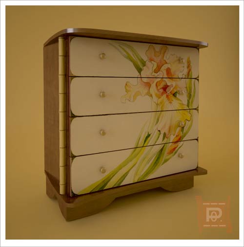 3D моделирование комода с авторской росписью