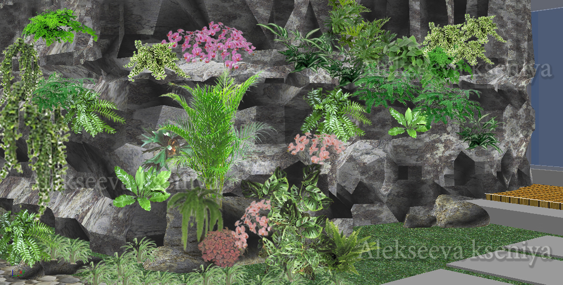 Оранжерея. Эскиз фрагмента искусственной скалы