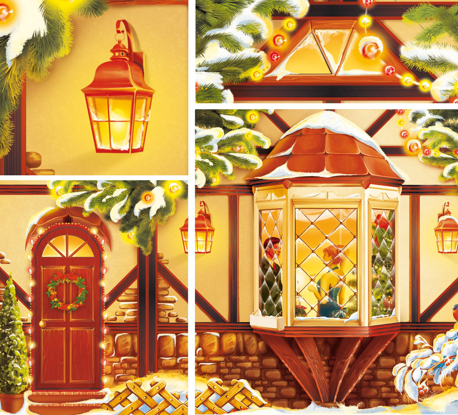 Новогодняя упаковка «Домик» (развертки)