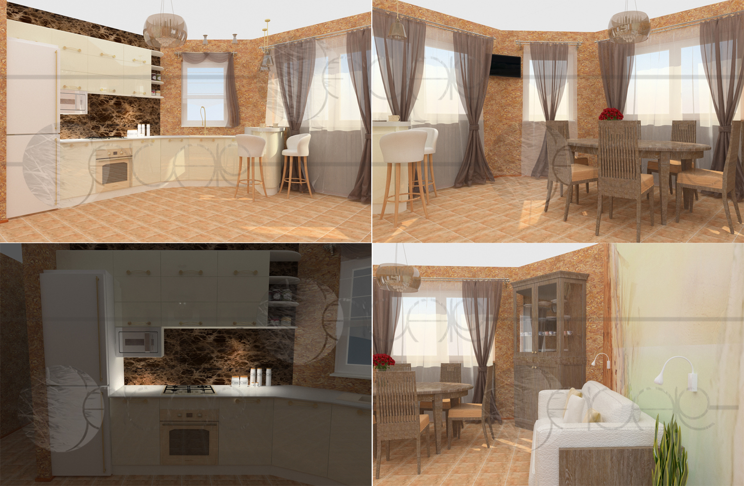 Визуализация кухни-столовой