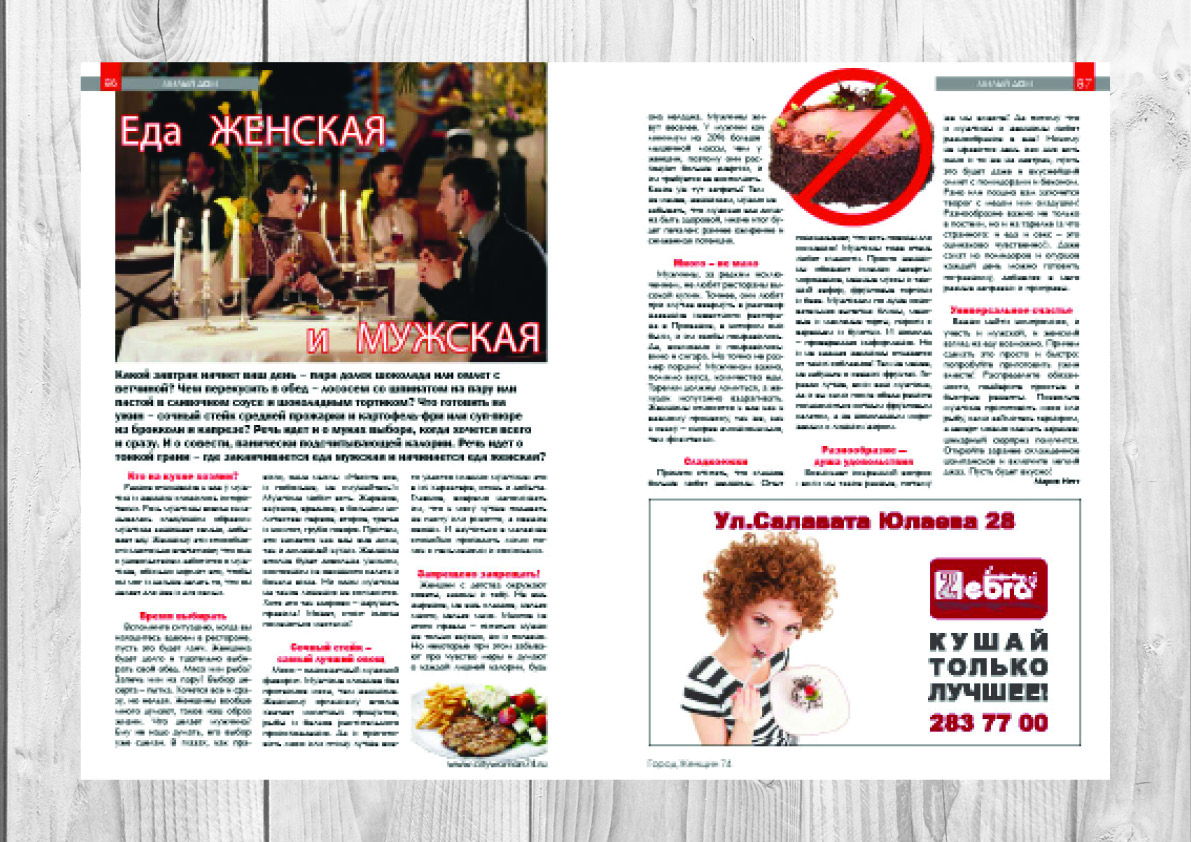 Вёрстка журнала "Город Женщин 74", внутренний блог.