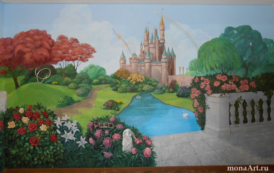 Роспись стен в детской "Райский сад"