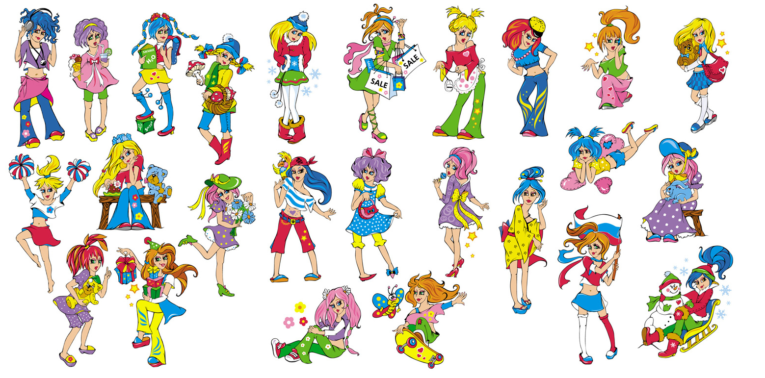 Девочки-clipart (вектор)