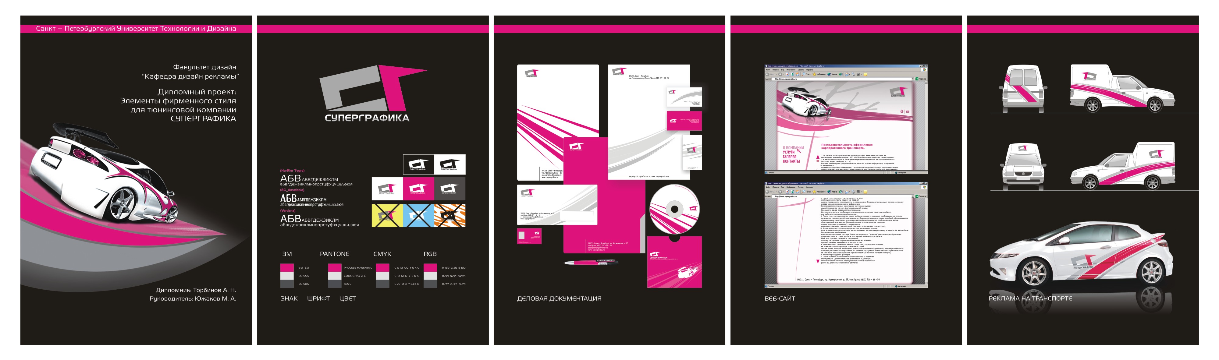 Элементы фирменного стиля для компании "СуперГрафика"