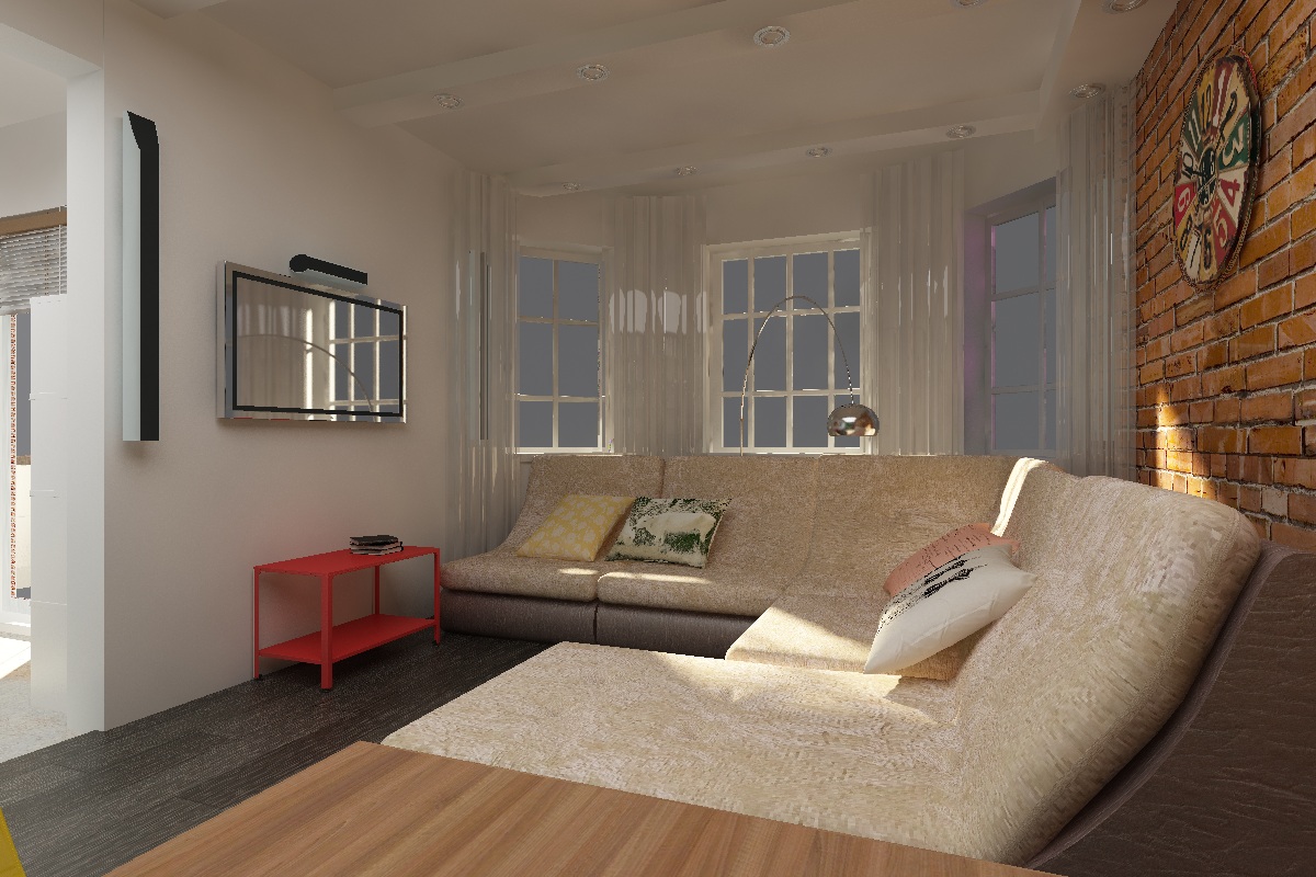 гостиная в стиле "индастриал"