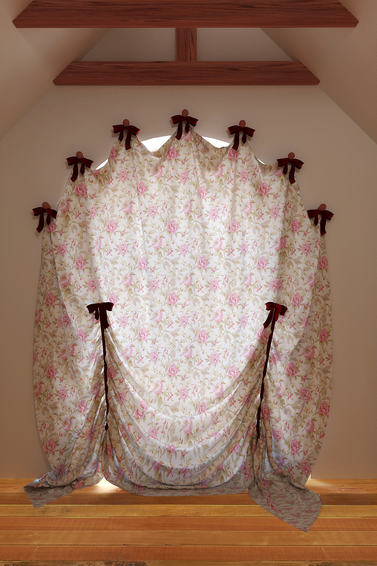 Разработка шторы на арочное окно для дома в стиле "Кантри" В