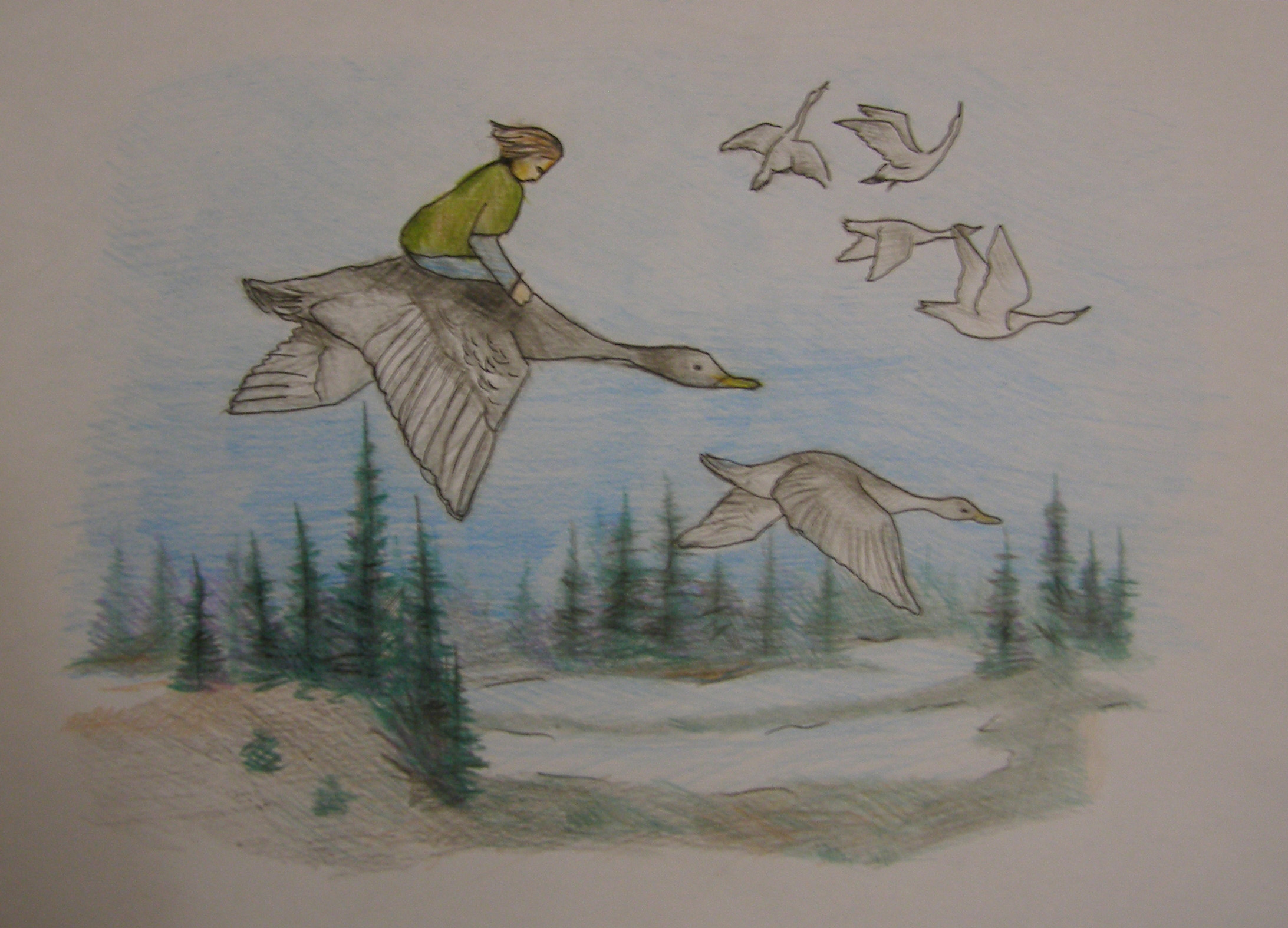 Иллюстрация"Гуси-лебеди"