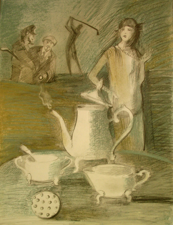 Иллюстрация к рассказу Вудхауза. Опубликовано в журнале "Гольф&qu