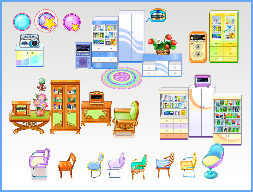 Различные спрайты для игры "Аптечный переполох" мебель, и т.