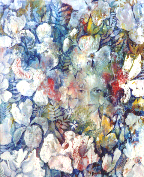 Душа цветов-женская...  холст,темпера  60 на 50