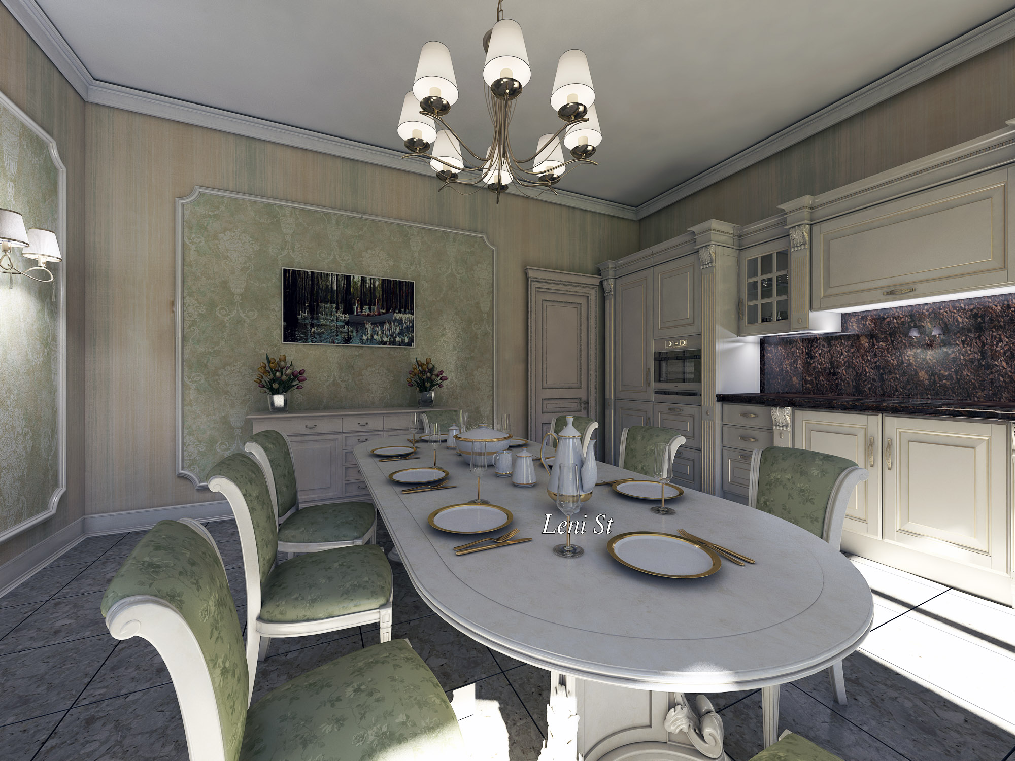 Проект кухни загородного дома