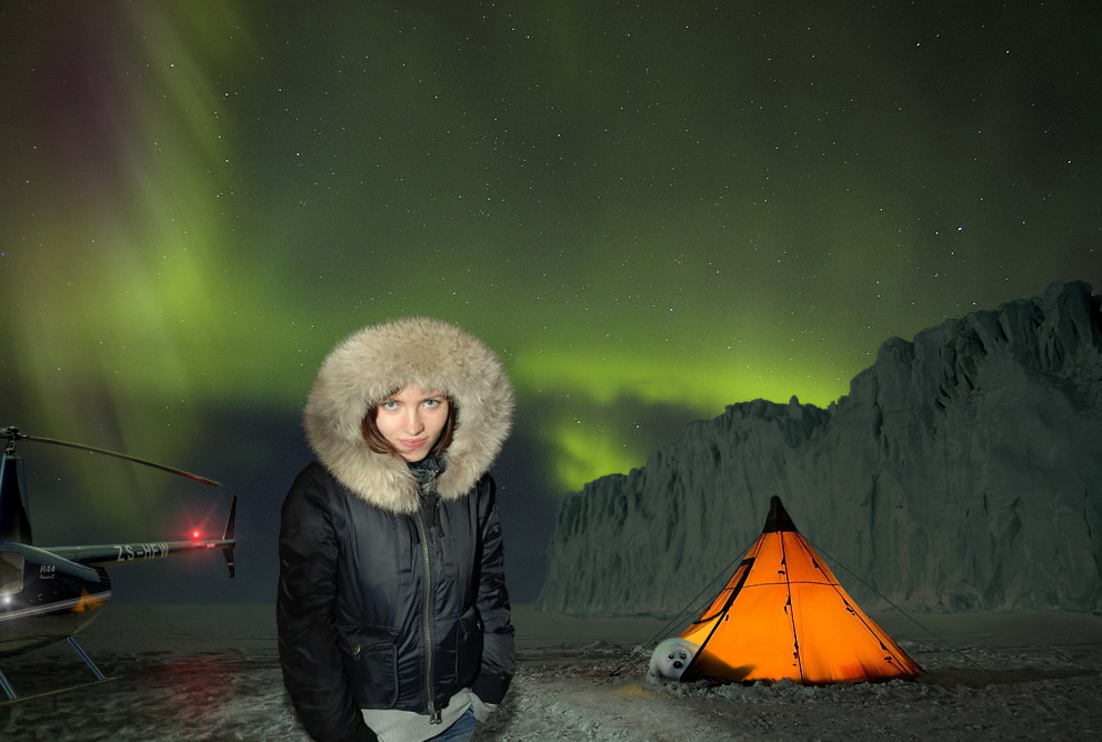 Подруга была в полярной экспедиции.