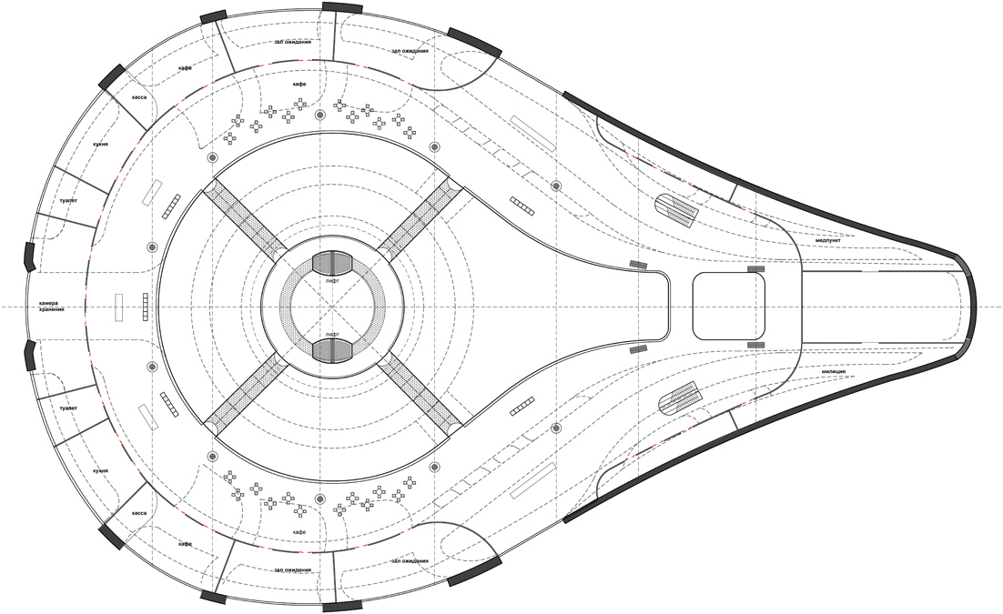 Чертеж вокзала. Второй этаж.