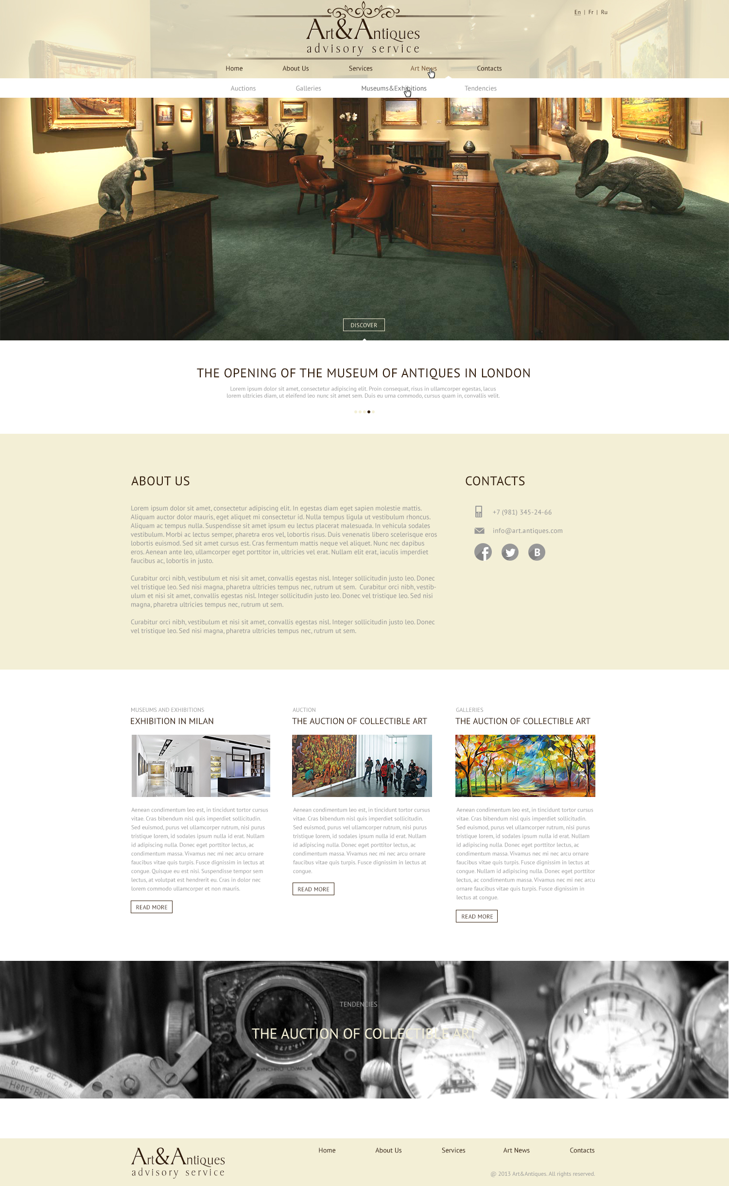 Дизайн сайта Art&amp;Antiquer