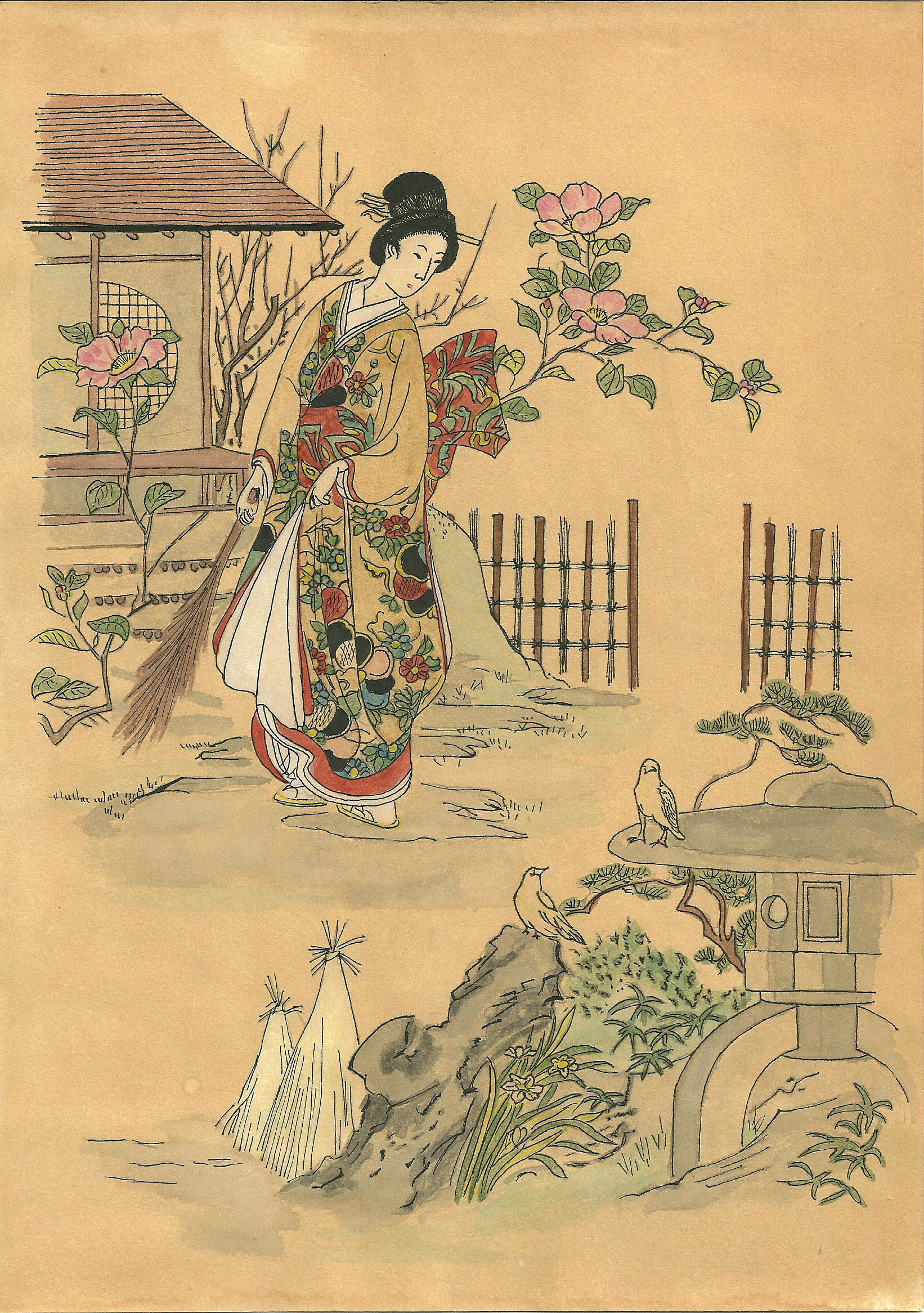 иллюстрации к японской сказке "Журавлиная жена"
