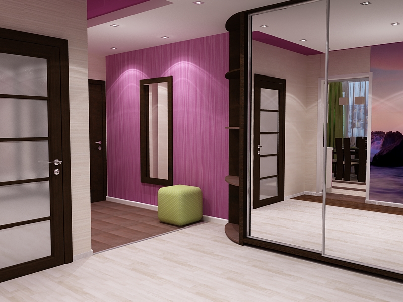 Яркий дизайн 4-х комнатной квартиры(прихожая-гостиная-кухня)