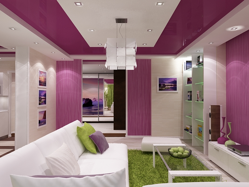 Яркий дизайн 4-х комнатной квартиры(прихожая-гостиная-кухня)