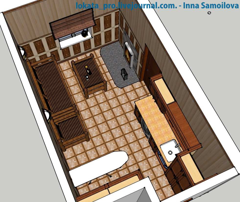 Прачечная. Вариант плитки на полу. Первомайка. Коттедж.