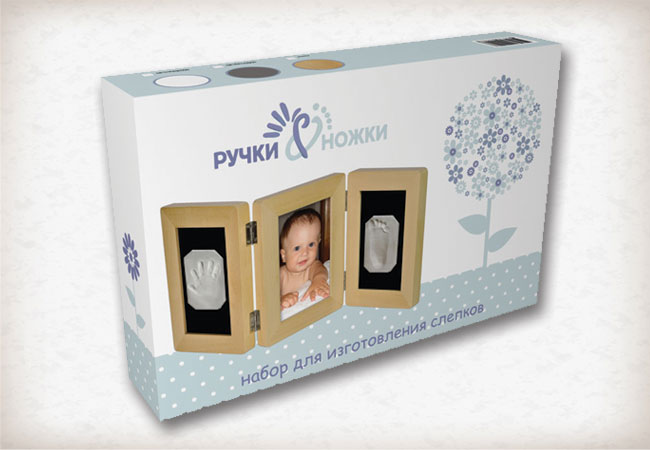 Дизайн каробки под наборы для изготовления слепков Ручки&Ножки (ко