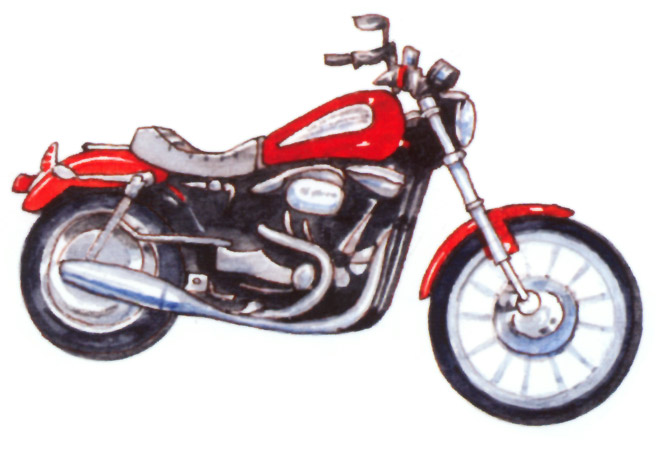 акварель "мотоцикл"