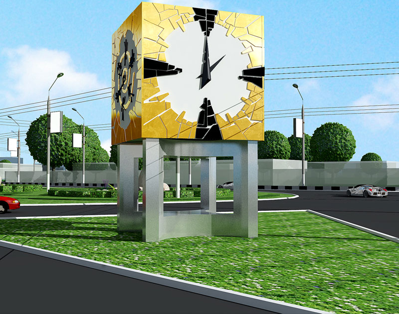 малая арх форма часы. Въездной знак в г. Петропавловск