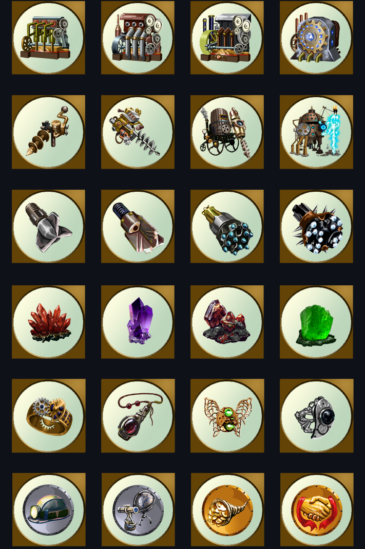 Иконки для онлайн игры в стиле стим-панк