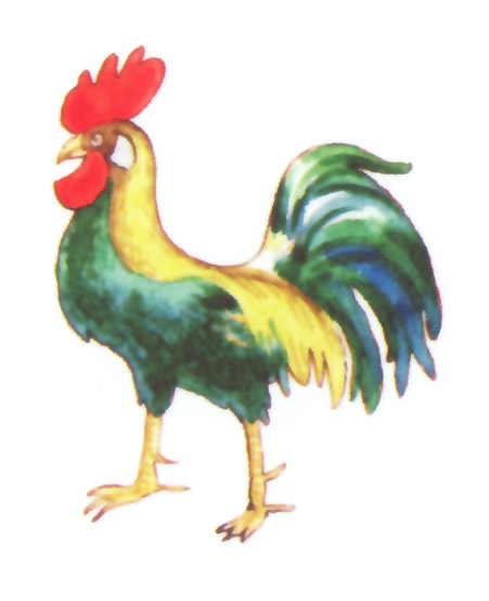 акварель "петух"