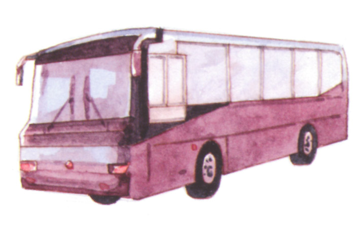 акварель "автобус"