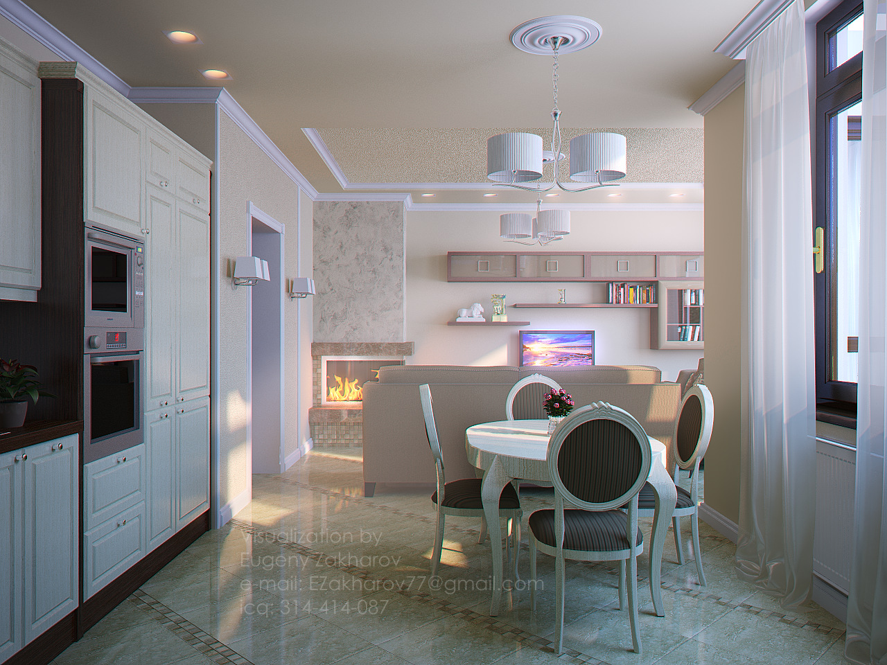 Визуализация гостиной-студии