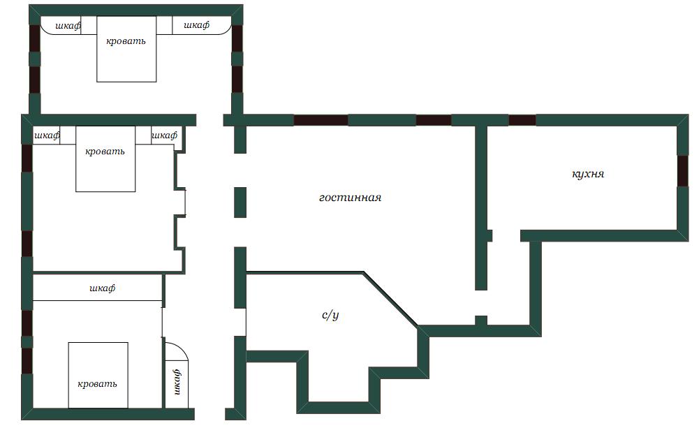 планировочное решение для бывшей общаги))
