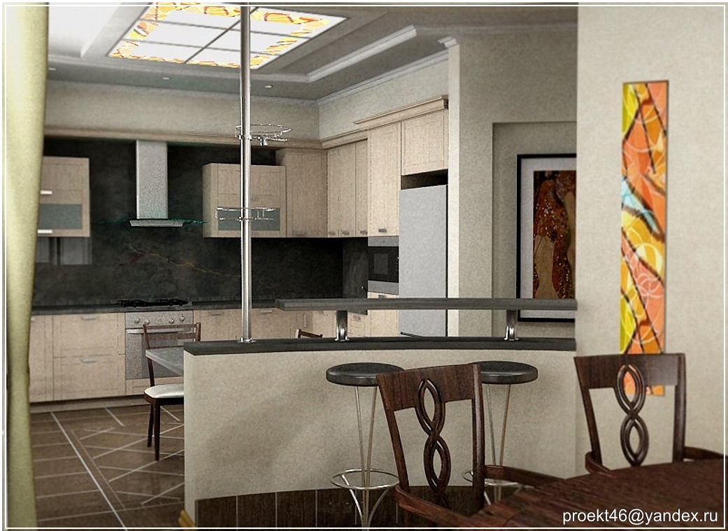 Вид на кухню из столовой