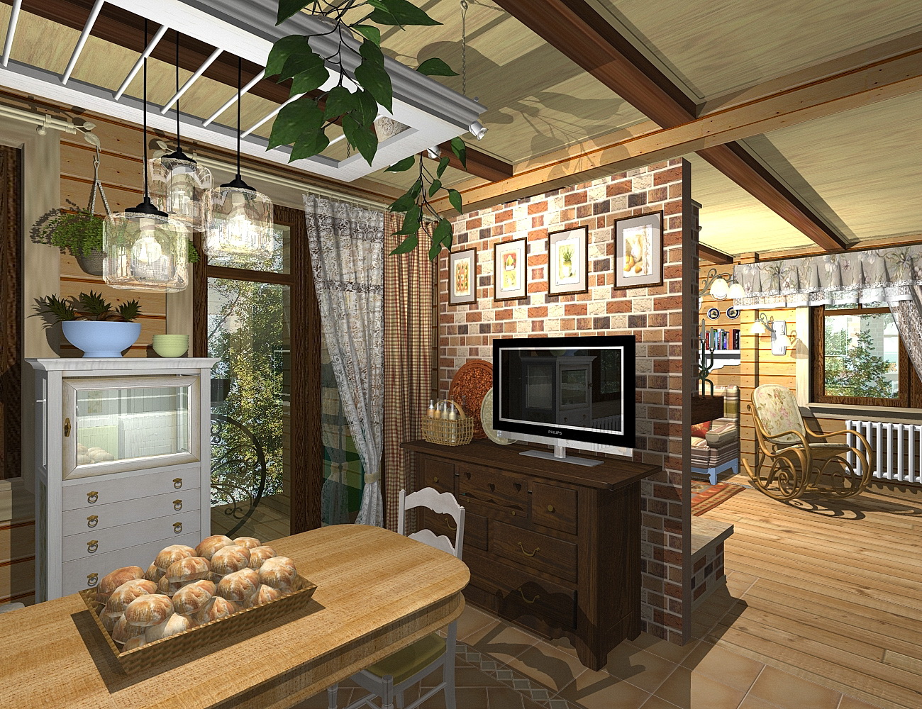 Загородный дом. Кухня - столовая.