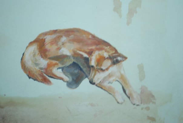 каштанка на стене